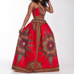 V Neck Printing Maxi Dress Sleeveless Floor-length Wrapped Chest Casual Dress Beach Holiday Dress Mssaz Desses