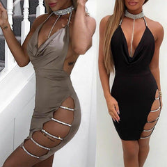 Sleeveless Bandage Bodycon Dress Ladies   Evening Party Clubwear Slim Short Mini Dress Mssaz Desses