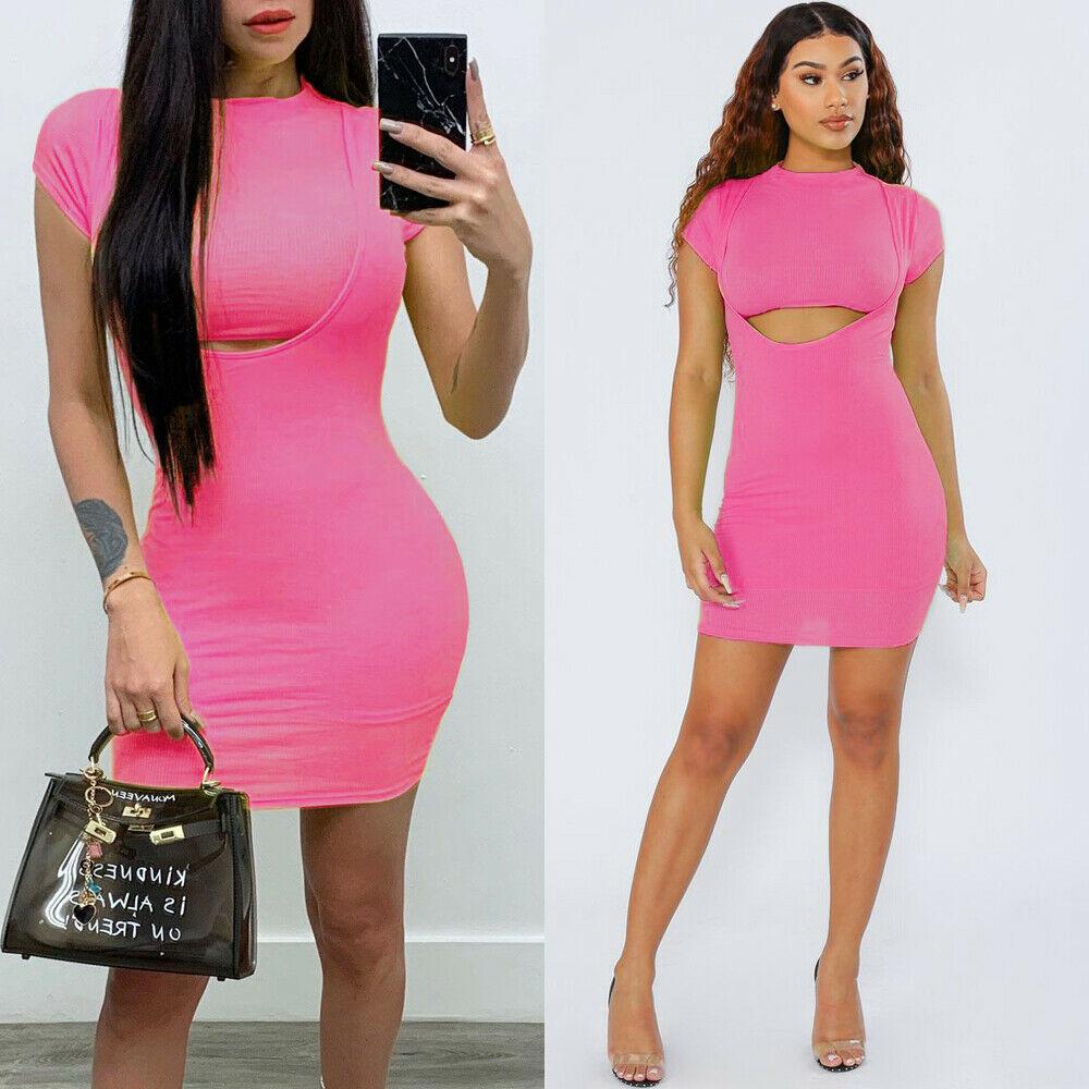 Short Sleeve Slim Bodycon Short Dress Ladies Solid Casual Party Evening Beach Mini Dress Sundress Mssaz Desses