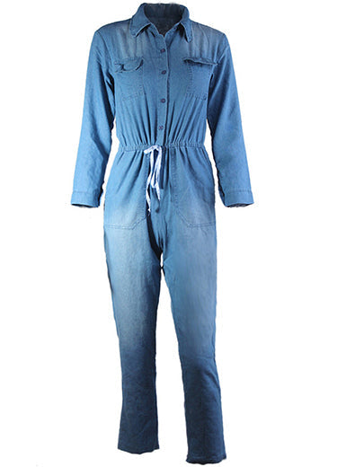 Denim Turndown Collar Full Sleeve Jumpsuit Mssza