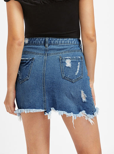 Women's Distressed Denim Mini Skirt Mssza