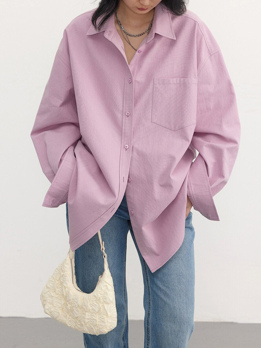 Casual Turn-down Collar Long-sleeved Shirt Loose Shirt Mssza
