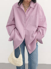 Casual Turn-down Collar Long-sleeved Shirt Loose Shirt Mssza