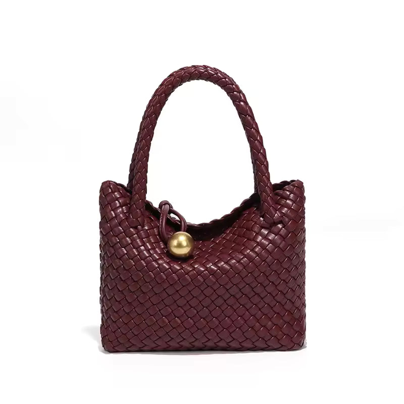 Woven Small Vegan Leather Purse Tote Handbag Hobo Bag Mssza