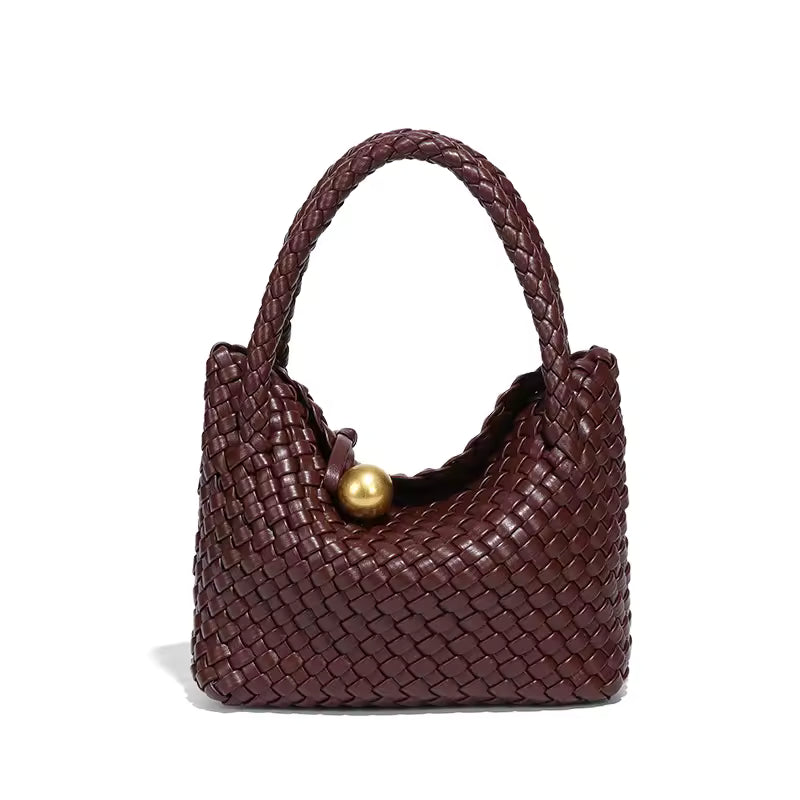 Woven Small Vegan Leather Purse Tote Handbag Hobo Bag Mssza