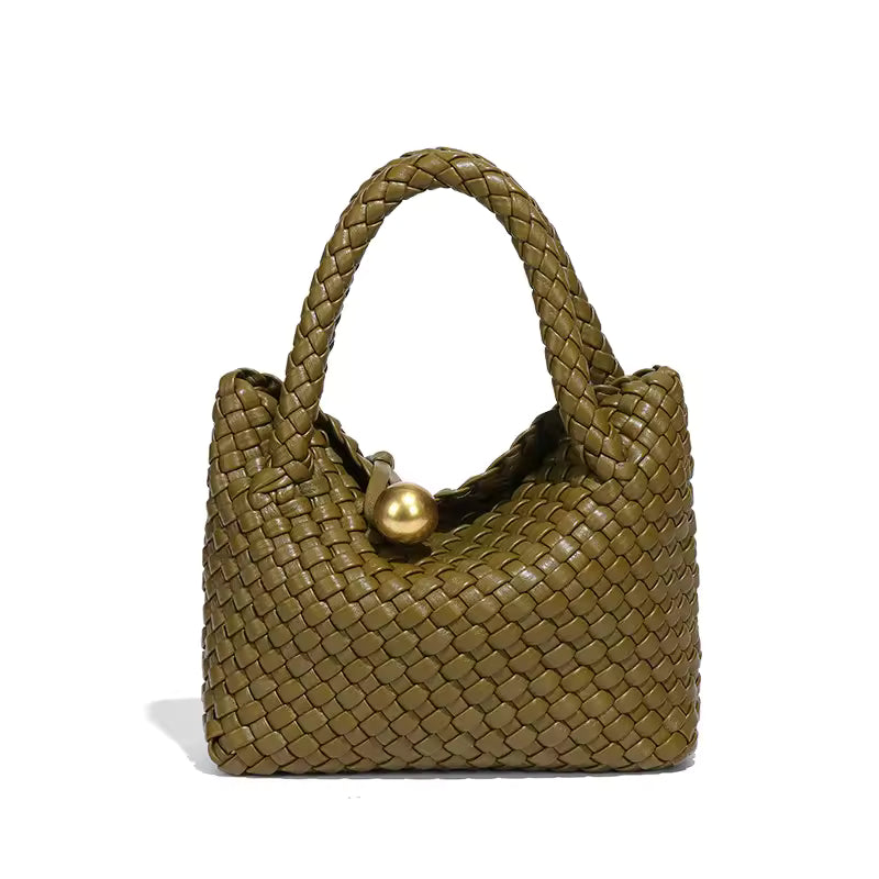 Woven Small Vegan Leather Purse Tote Handbag Hobo Bag Mssza