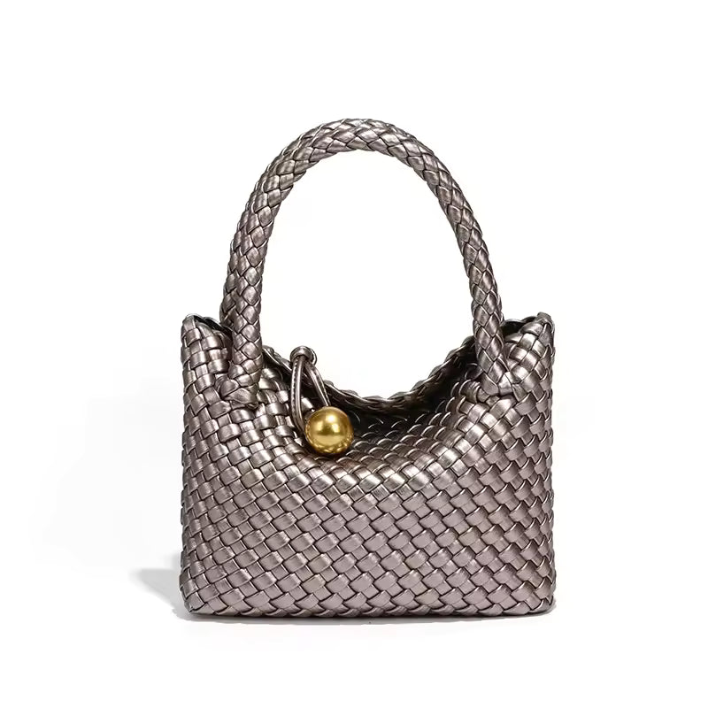 Woven Small Vegan Leather Purse Tote Handbag Hobo Bag Mssza
