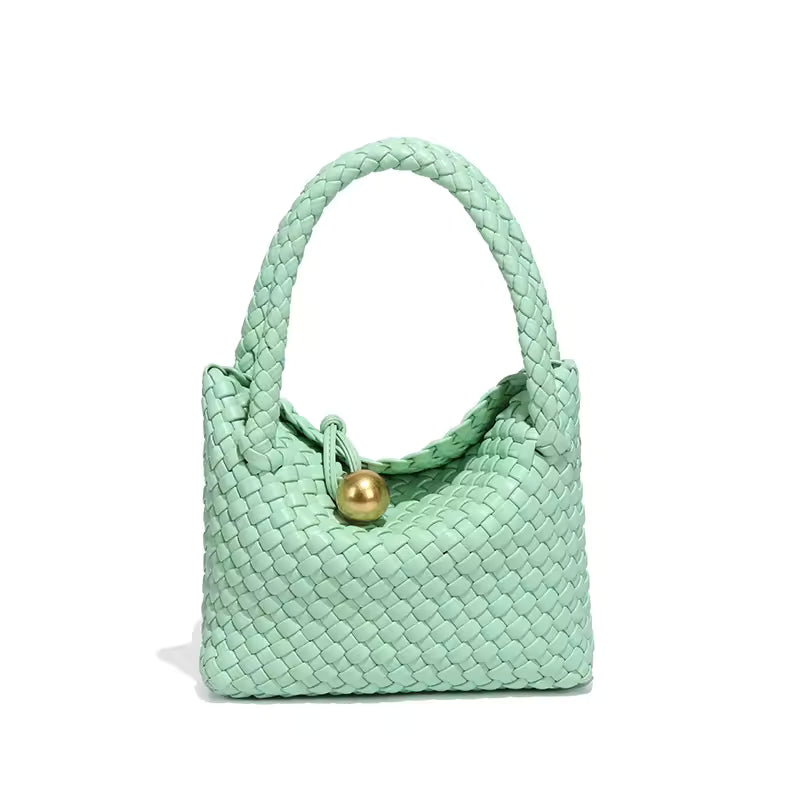 Woven Small Vegan Leather Purse Tote Handbag Hobo Bag Mssza