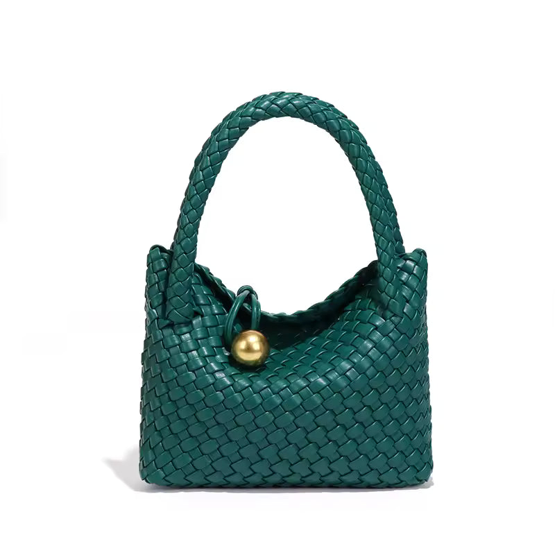 Woven Small Vegan Leather Purse Tote Handbag Hobo Bag Mssza