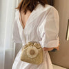 Woven Straw Knit Flower Beach Shoulder Messenger Bucket Bag Handbag Mssza