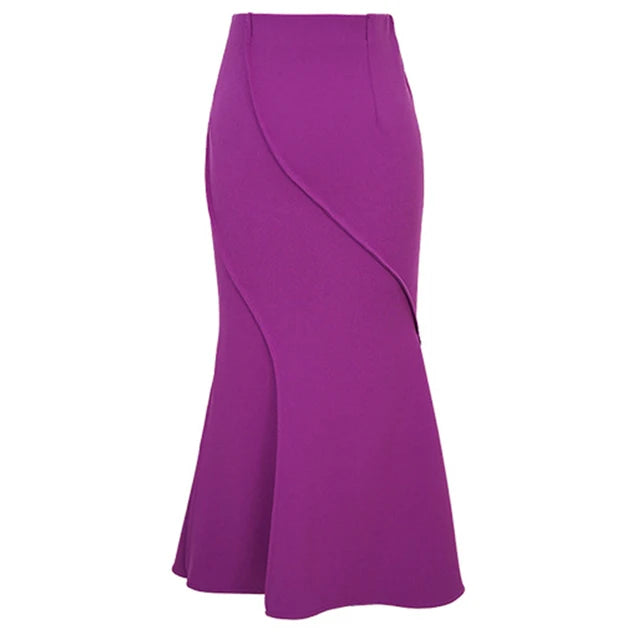 Wrap Hip Fishtail Long Skirts Elegant Chic Solid Package Hip Midi Skirt Mssza
