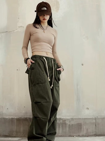 Casual Acrylic Ribbed Long Slight Stretch T-shirt Mssza