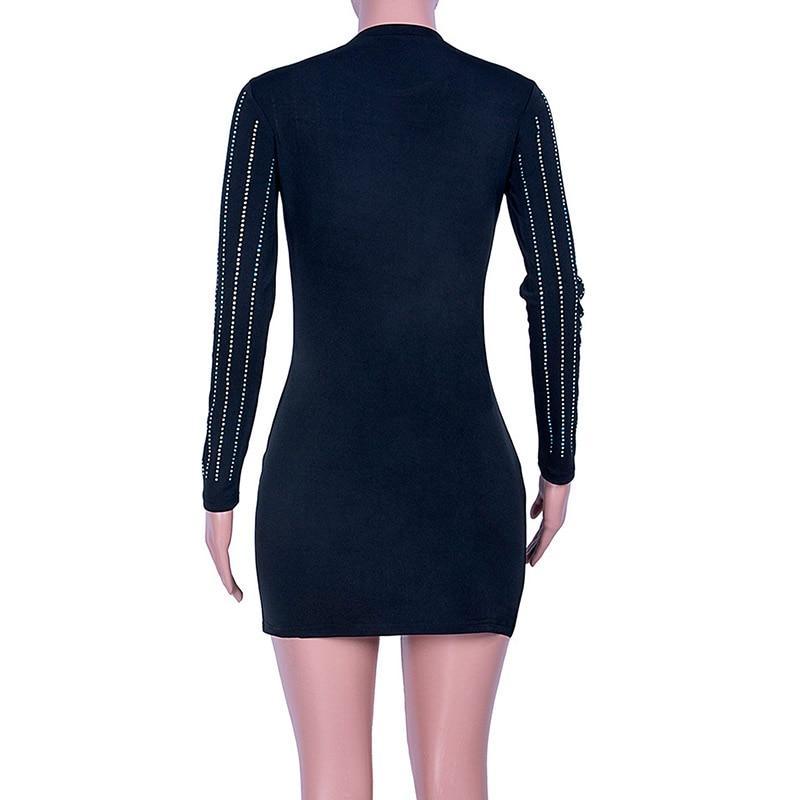XXL plus size diamonds bodycon dress slim fit mini long sleeve dress  night club party dresses Tight vestidos mujer Mssaz Desses