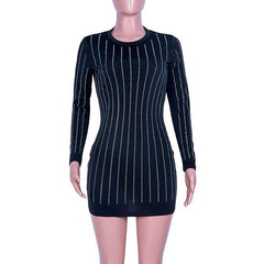 XXL plus size diamonds bodycon dress slim fit mini long sleeve dress  night club party dresses Tight vestidos mujer Mssaz Desses