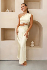 Emily One Shoulder Maxi Dress Yellow Mssaz Desses
