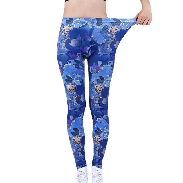 Yoga Pants Flower Print Sports Workout Stretch Running Activewear Mssza