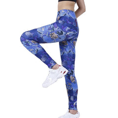 Yoga Pants Flower Print Sports Workout Stretch Running Activewear Mssza