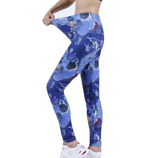 Yoga Pants Flower Print Sports Workout Stretch Running Activewear Mssza