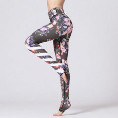 Yoga Pants High Waist Sports Leggings Long Tights Floral Running Mssza