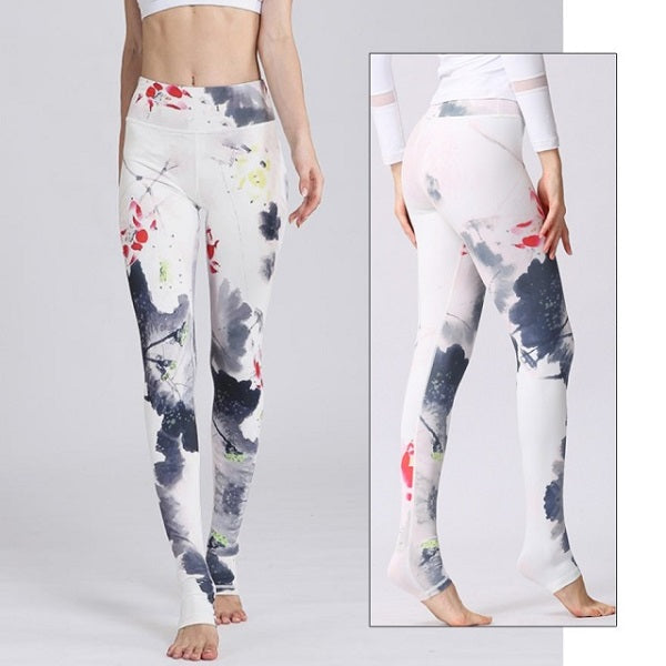 Yoga Pants High Waist Sports Leggings Long Tights Floral Running Mssza