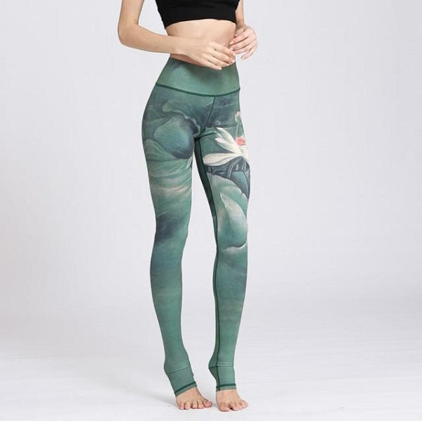 Yoga Pants High Waist Sports Leggings Long Tights Floral Running Mssza