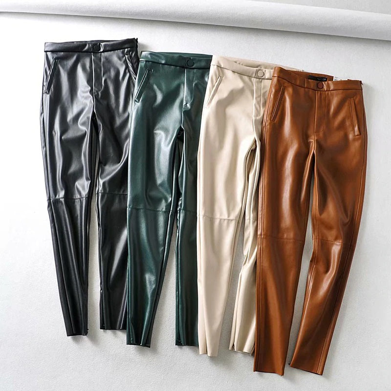 Zipper Pocket Decorate Long Trousers Plat Skinny Bottom Pants Mssza