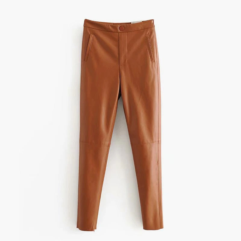 Zipper Pocket Decorate Long Trousers Plat Skinny Bottom Pants Mssza