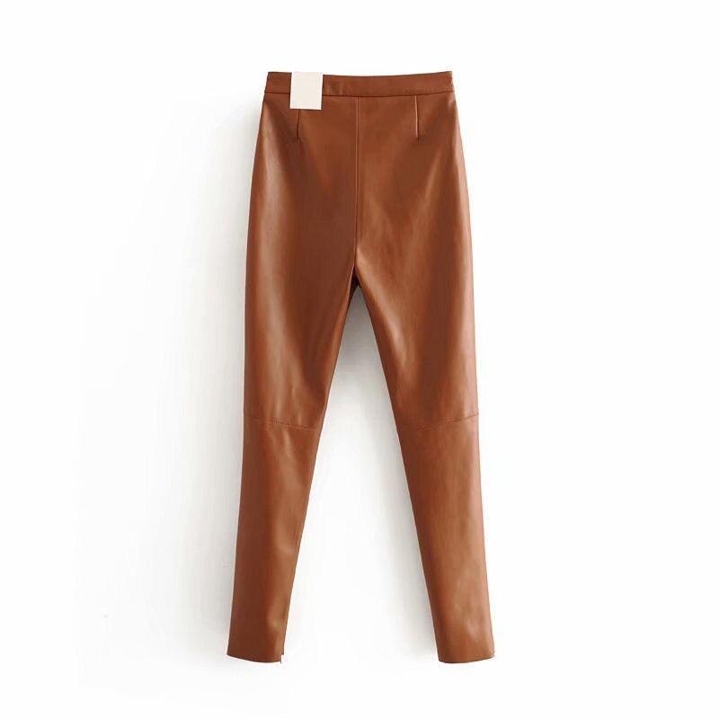 Zipper Pocket Decorate Long Trousers Plat Skinny Bottom Pants Mssza