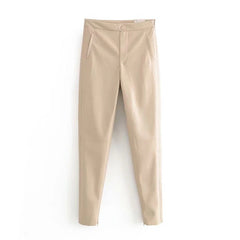 Zipper Pocket Decorate Long Trousers Plat Skinny Bottom Pants Mssza