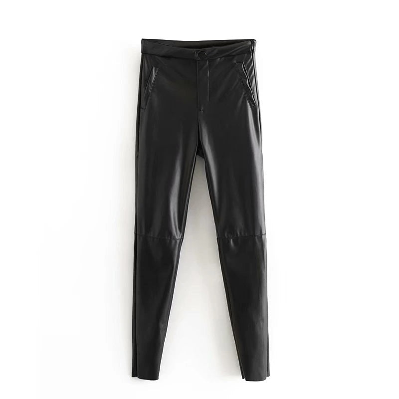 Zipper Pocket Decorate Long Trousers Plat Skinny Bottom Pants Mssza