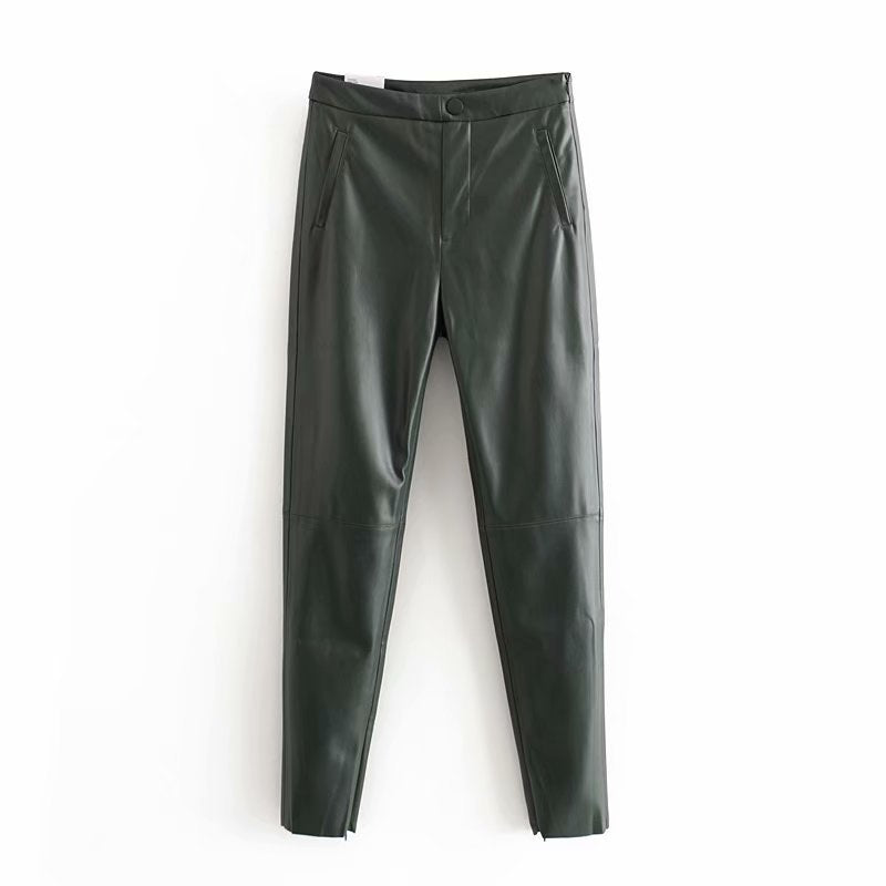 Zipper Pocket Decorate Long Trousers Plat Skinny Bottom Pants Mssza