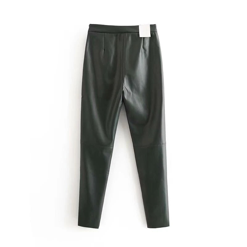 Zipper Pocket Decorate Long Trousers Plat Skinny Bottom Pants Mssza