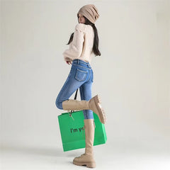 Casual Zipper fly Skinny Thicken Fleece Denim Long Pants Retro Pencil Trousers Mssza