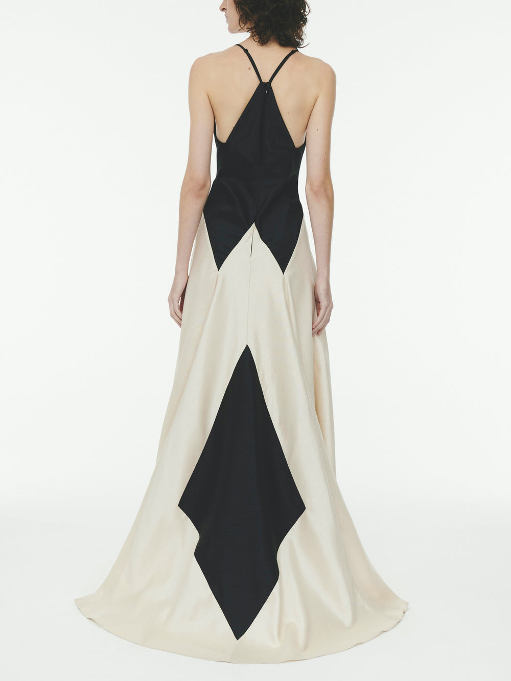 Contrasting Stitching Slim Suspender Maxi Dress Mssaz Desses