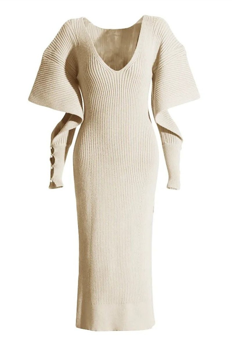 Alberta Cut-out Batwing Sleeve Midi Knit Dress Mssaz Desses