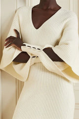 Alberta Cut-out Batwing Sleeve Midi Knit Dress Mssaz Desses