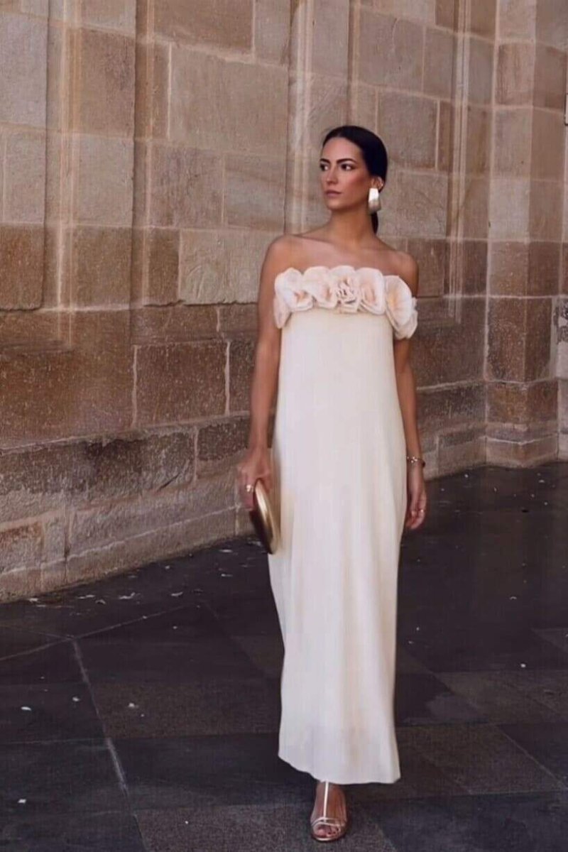 Alva Floral Knit Strapless Maxi Dress Mssaz Desses