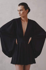 Amelia Deep V Neck Mini Dress Mssaz Desses