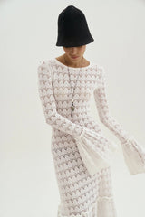 Anna Round Neck Flared Cuff Knitted Maxi Dress Mssaz Desses