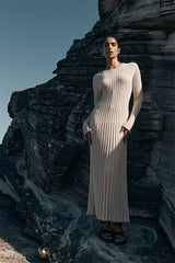 Antonia Rib Flare Maxi Knit Dress Mssaz Desses