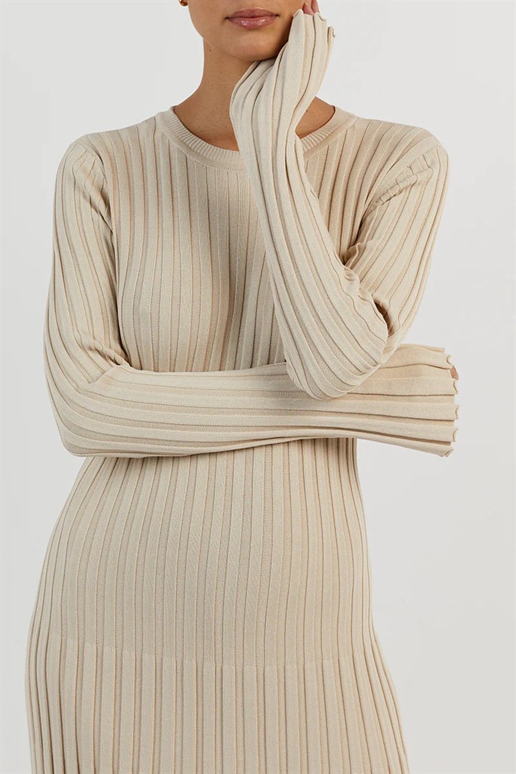 Antonia Rib Flare Maxi Knit Dress Mssaz Desses