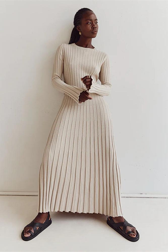 Antonia Rib Flare Maxi Knit Dress Mssaz Desses