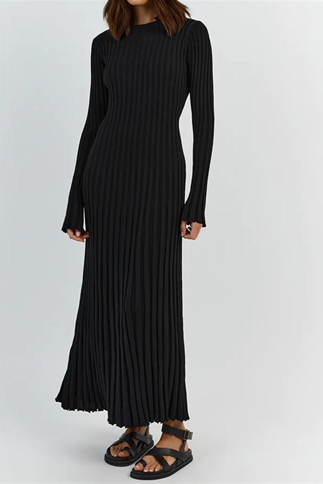 Antonia Rib Flare Maxi Knit Dress Mssaz Desses
