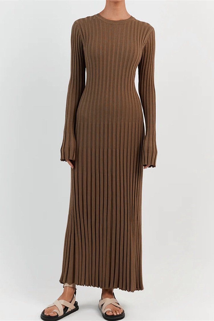 Antonia Rib Flare Maxi Knit Dress Mssaz Desses