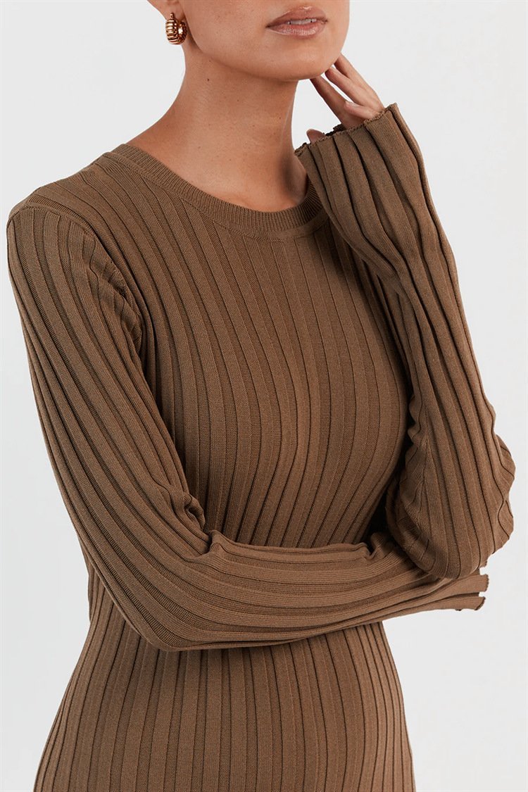 Antonia Rib Flare Maxi Knit Dress Mssaz Desses