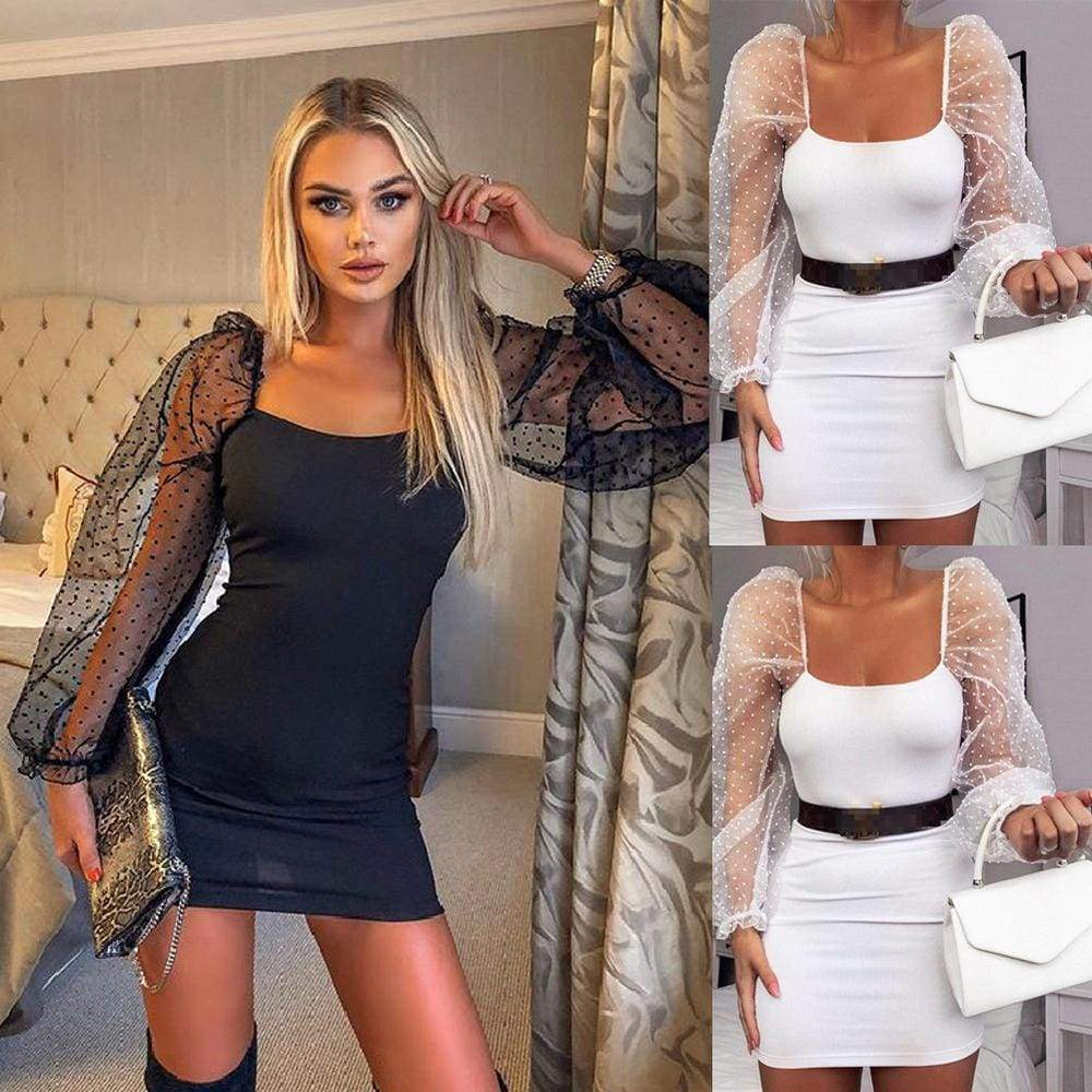 Bodycon Dress Slim Sheath Mesh Long Sleeve Dress Mssaz Desses