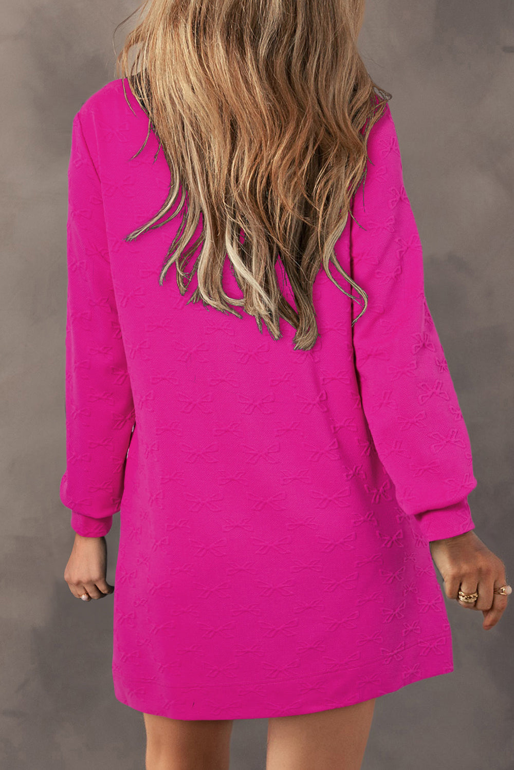 Rose Red Jacquard Textured Quarter Zipper Shift Mini Dress Mssaz Desses