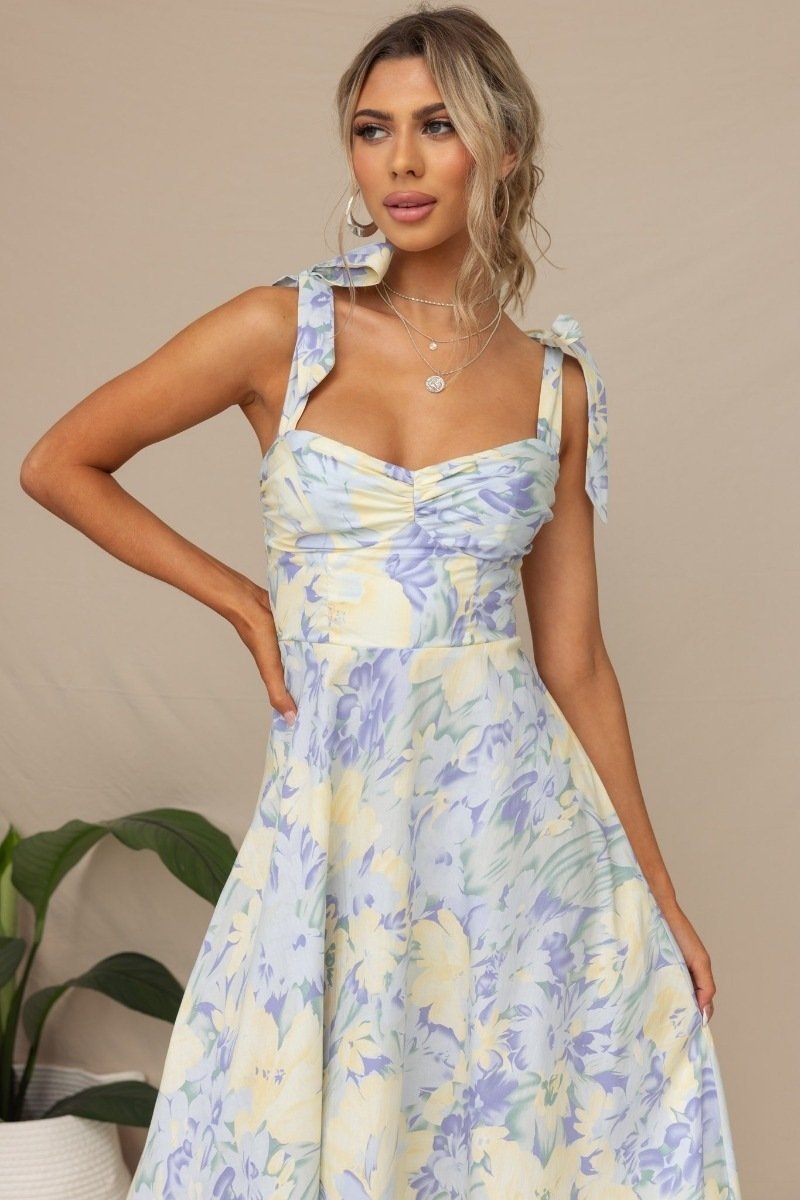 Beata Printed Strap Midi Dress Mssaz Desses