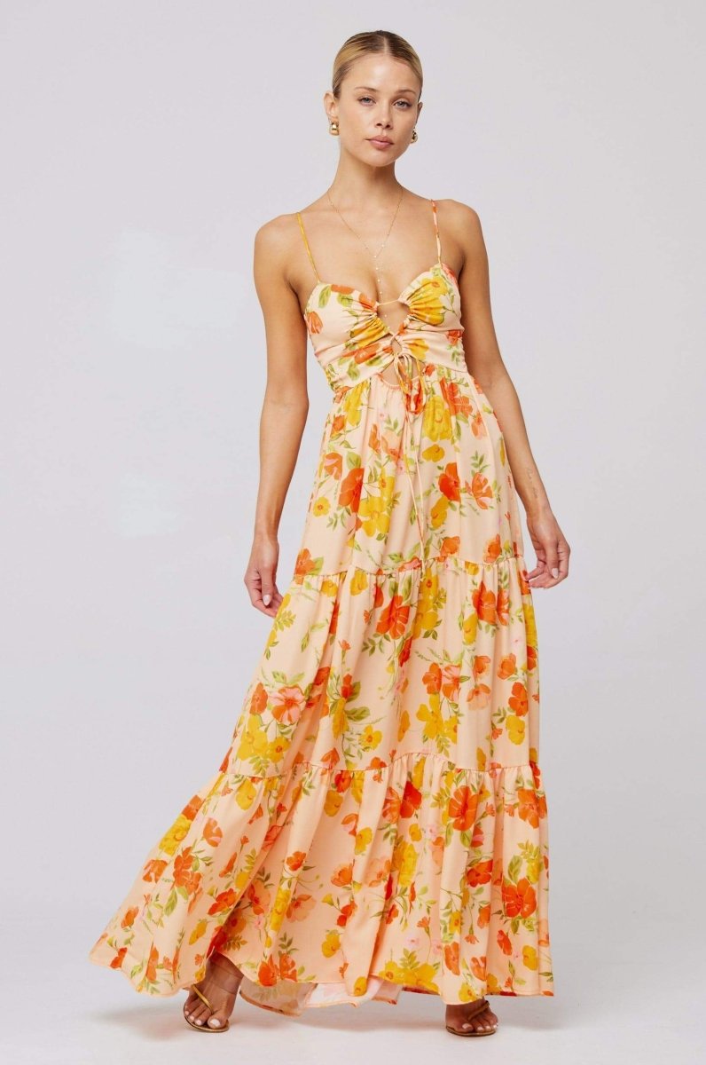Beverly Printed Cut-out Maxi Slip Dress Mssaz Desses