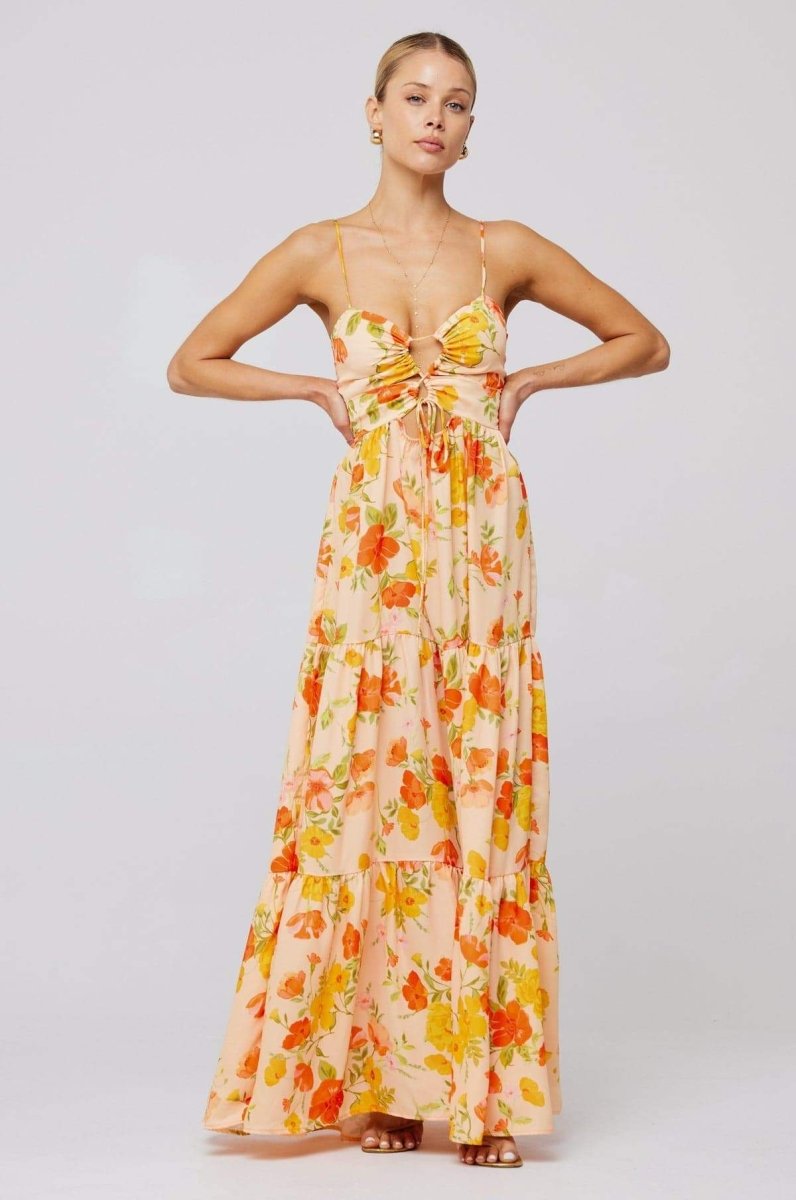Beverly Printed Cut-out Maxi Slip Dress Mssaz Desses